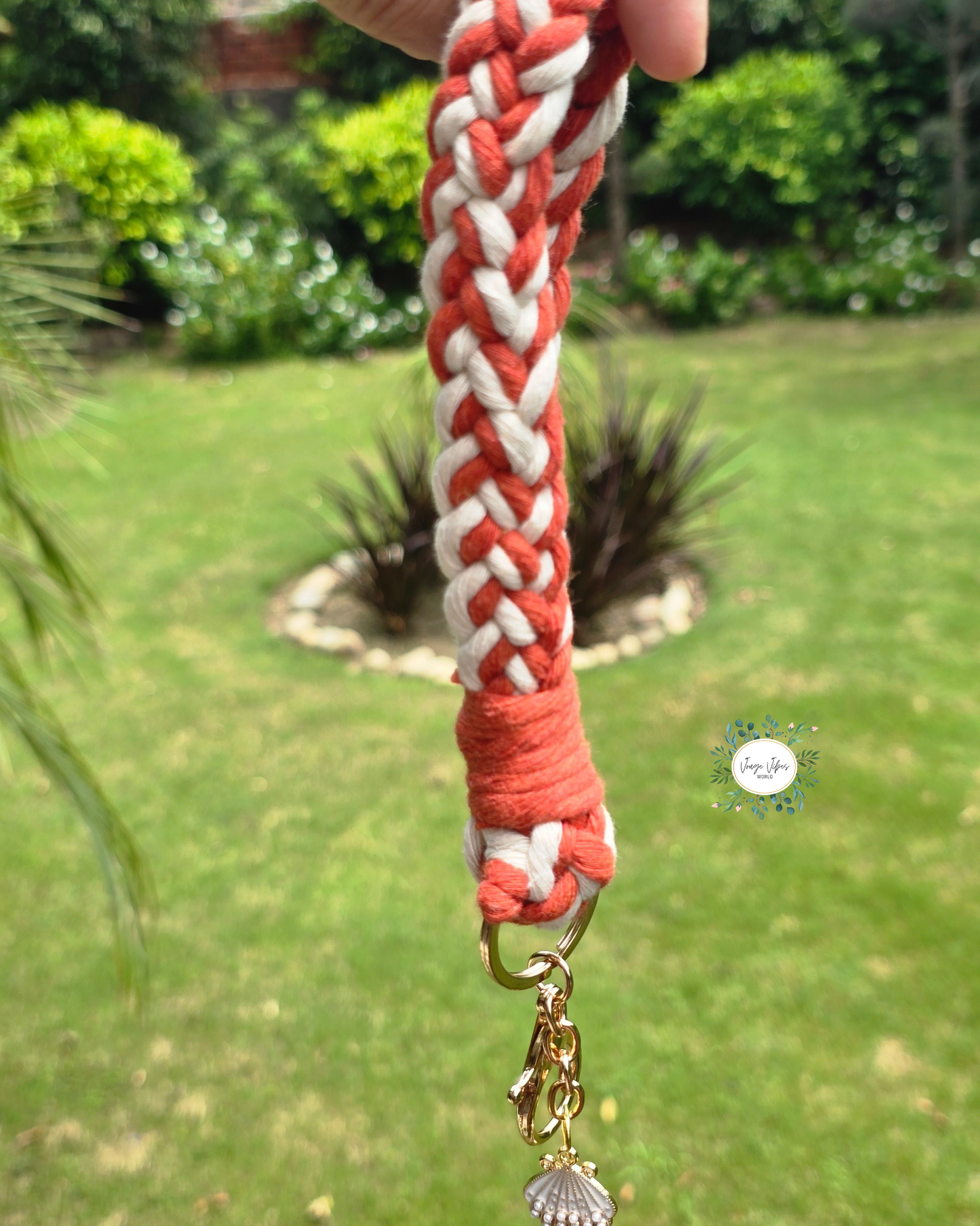 Off White and Rust Macrame Wrislet