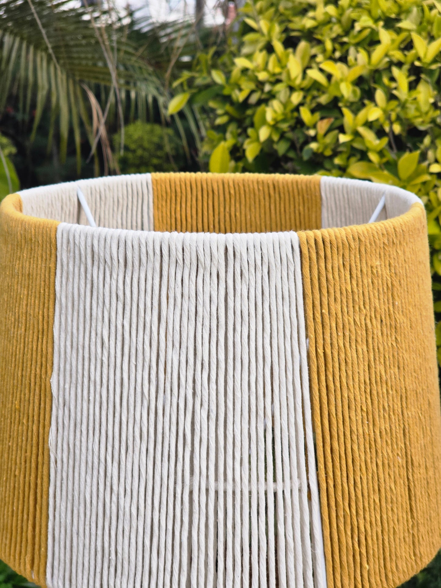 Mustard and Off White Handmade Macrame Lampshade
