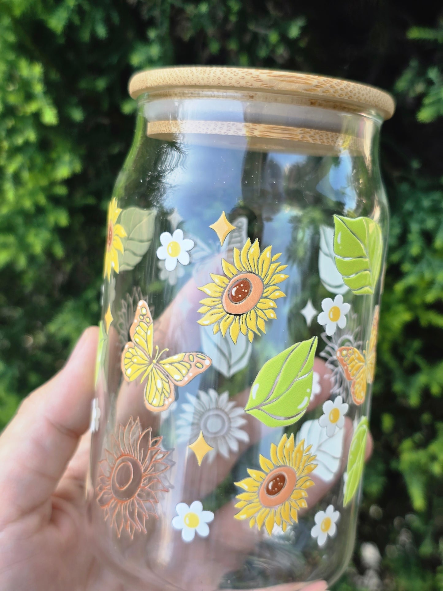 Sunflower Glass Can