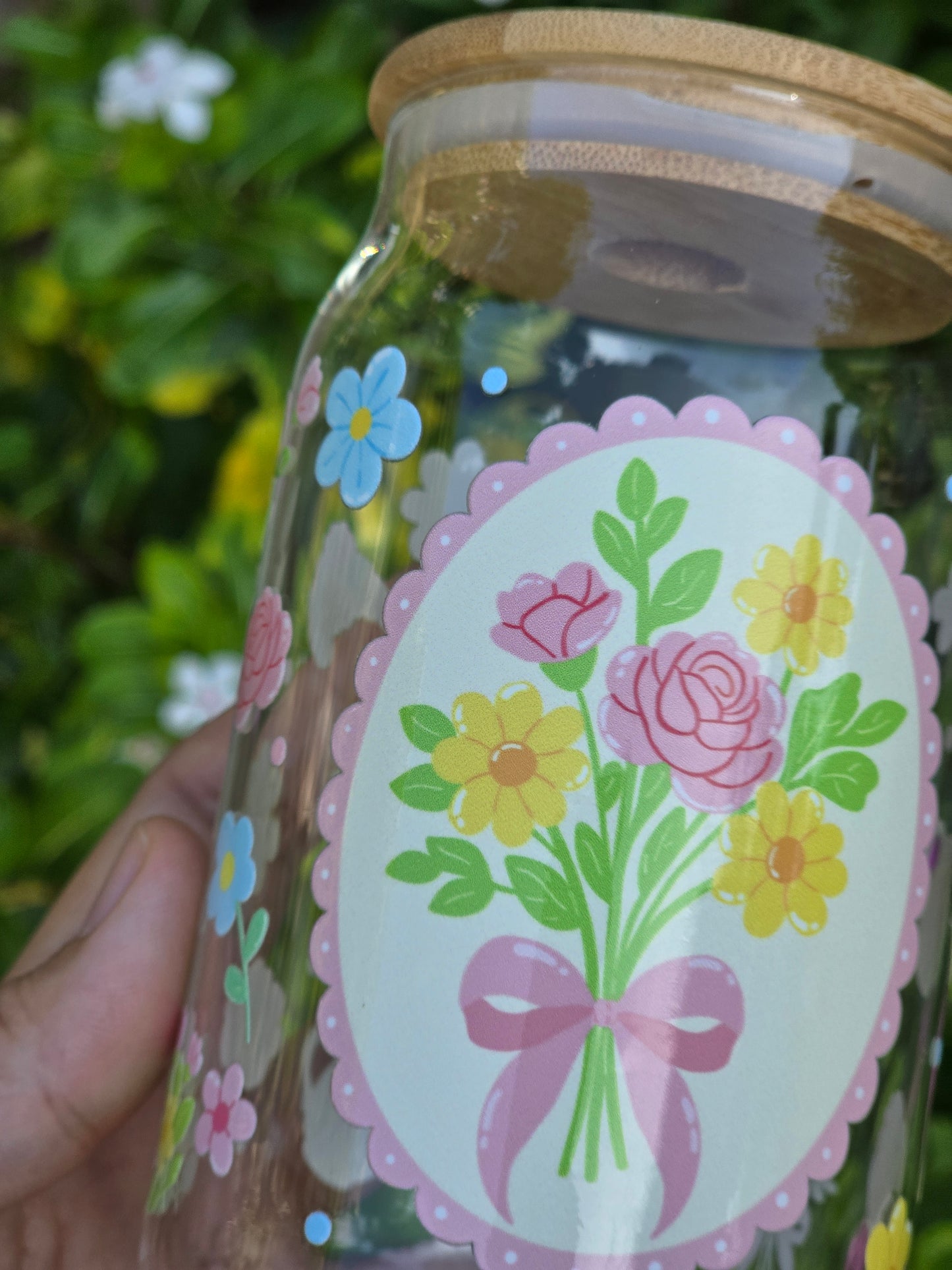 Morning Coffee Floral Glass Can