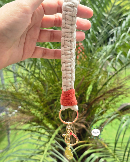 Off White with Orange knot Macrame Wrislet