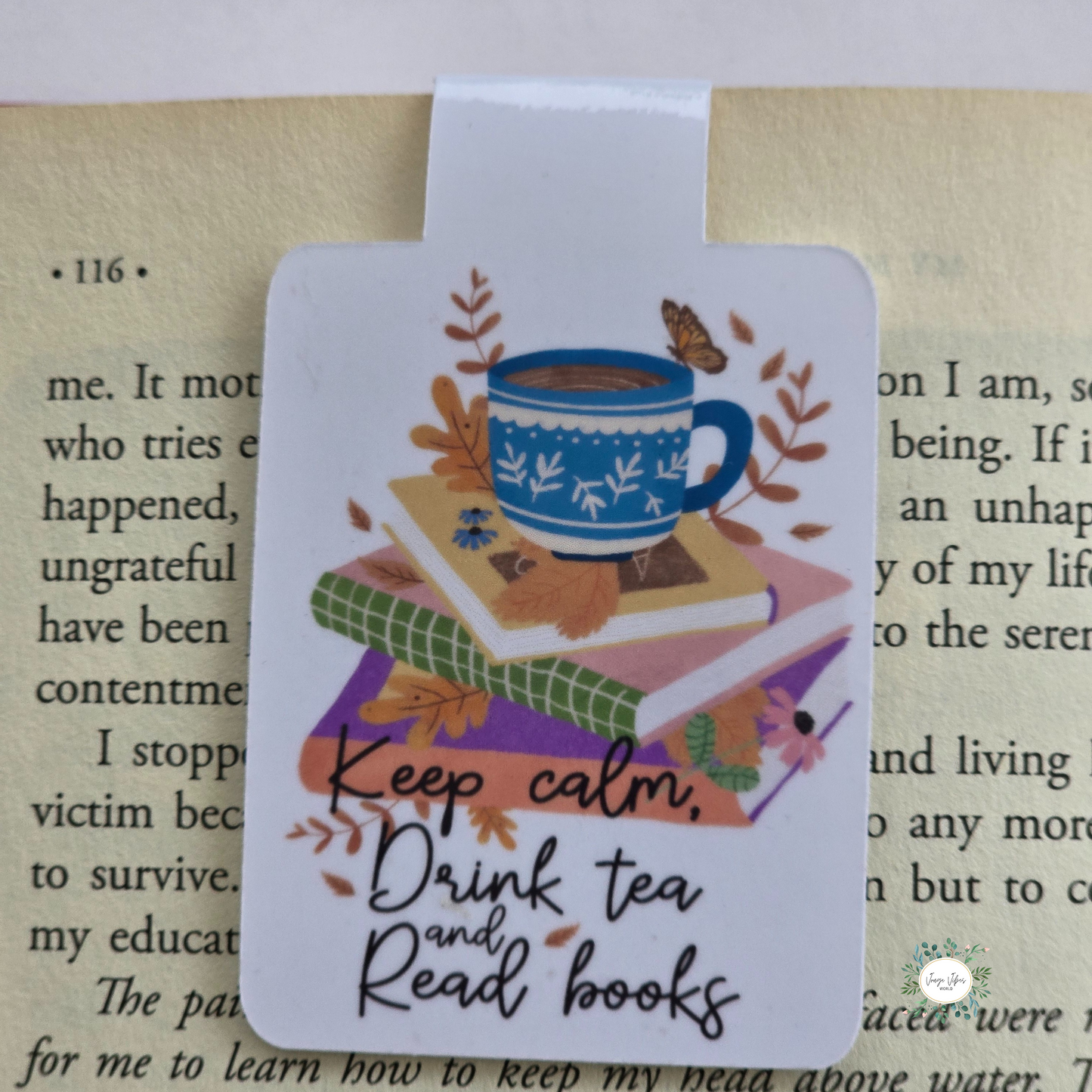 Keep Calm Drink Tea Read Books Magnetic Bookmark