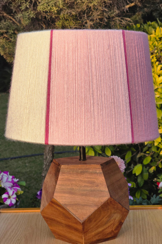Pink and off-white Striped Handmade Lampshade