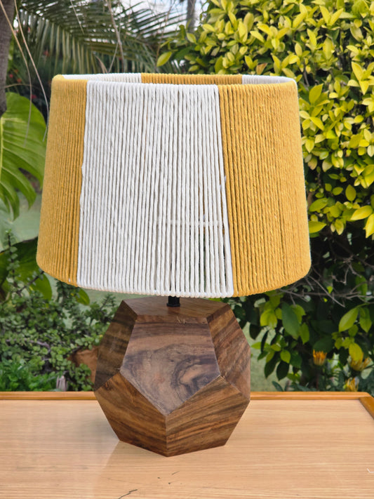 Mustard and Off White Handmade Macrame Lampshade