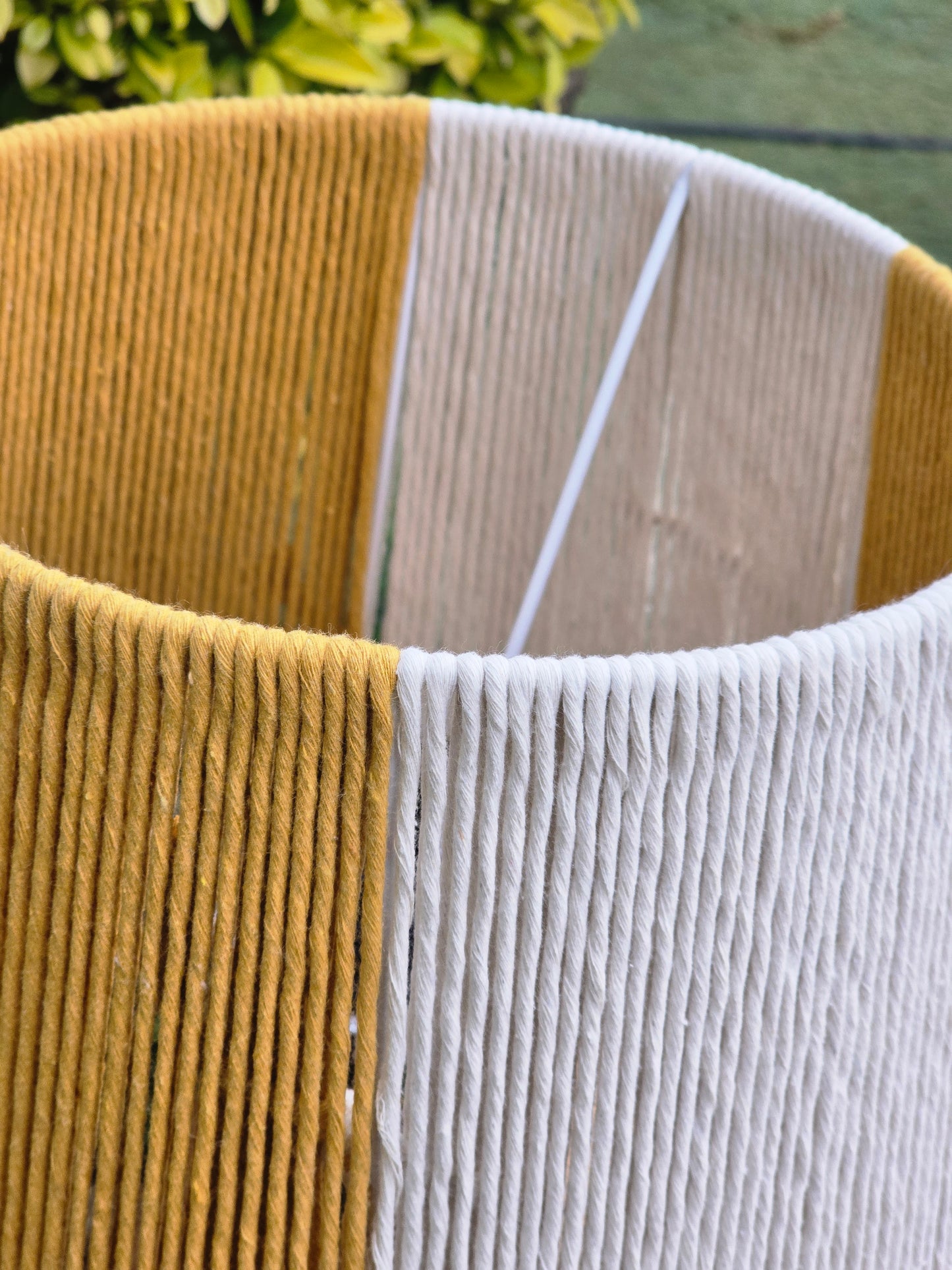 Mustard and Off White Handmade Macrame Lampshade