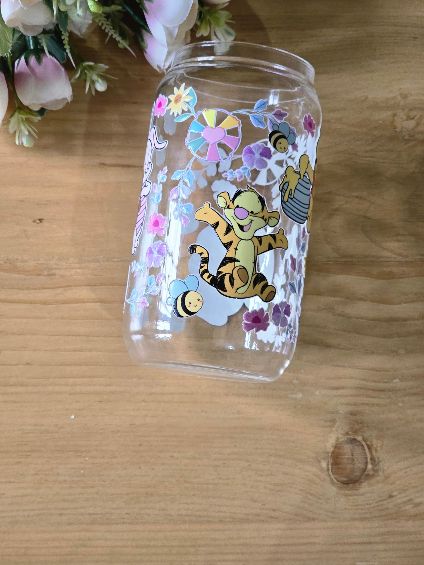 Winnie the Pooh floral Glass Can