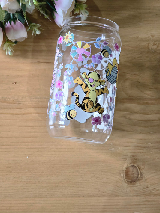 Winnie the Pooh floral Glass Can