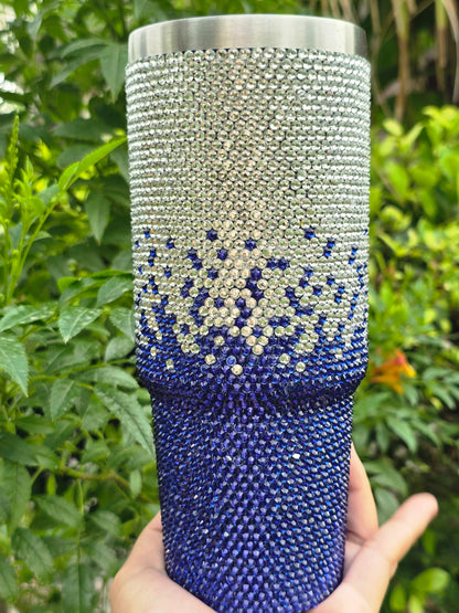 Blue and Silver Rhinestone Tumbler