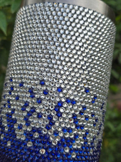 Blue and Silver Rhinestone Tumbler