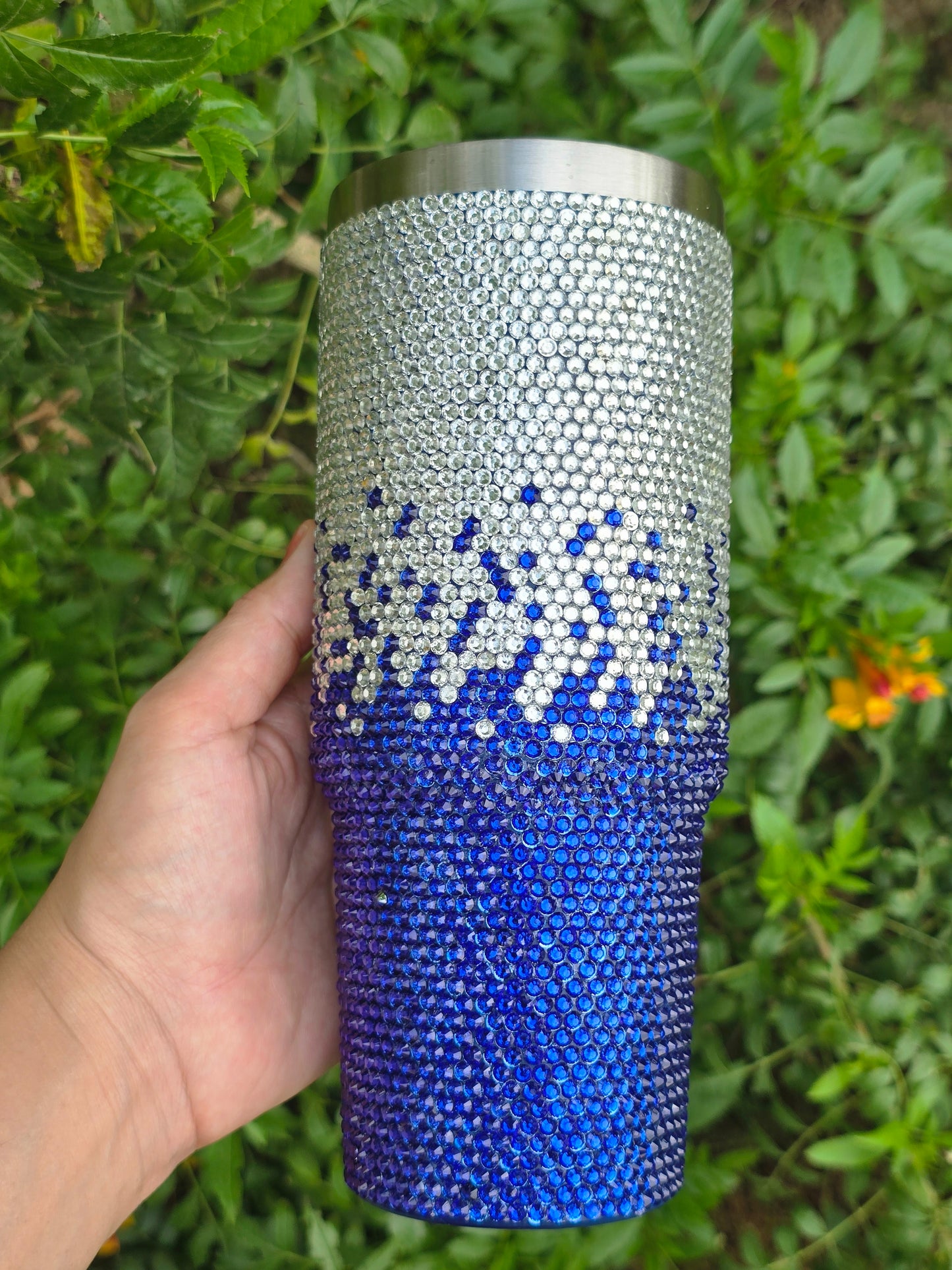 Blue and Silver Rhinestone Tumbler