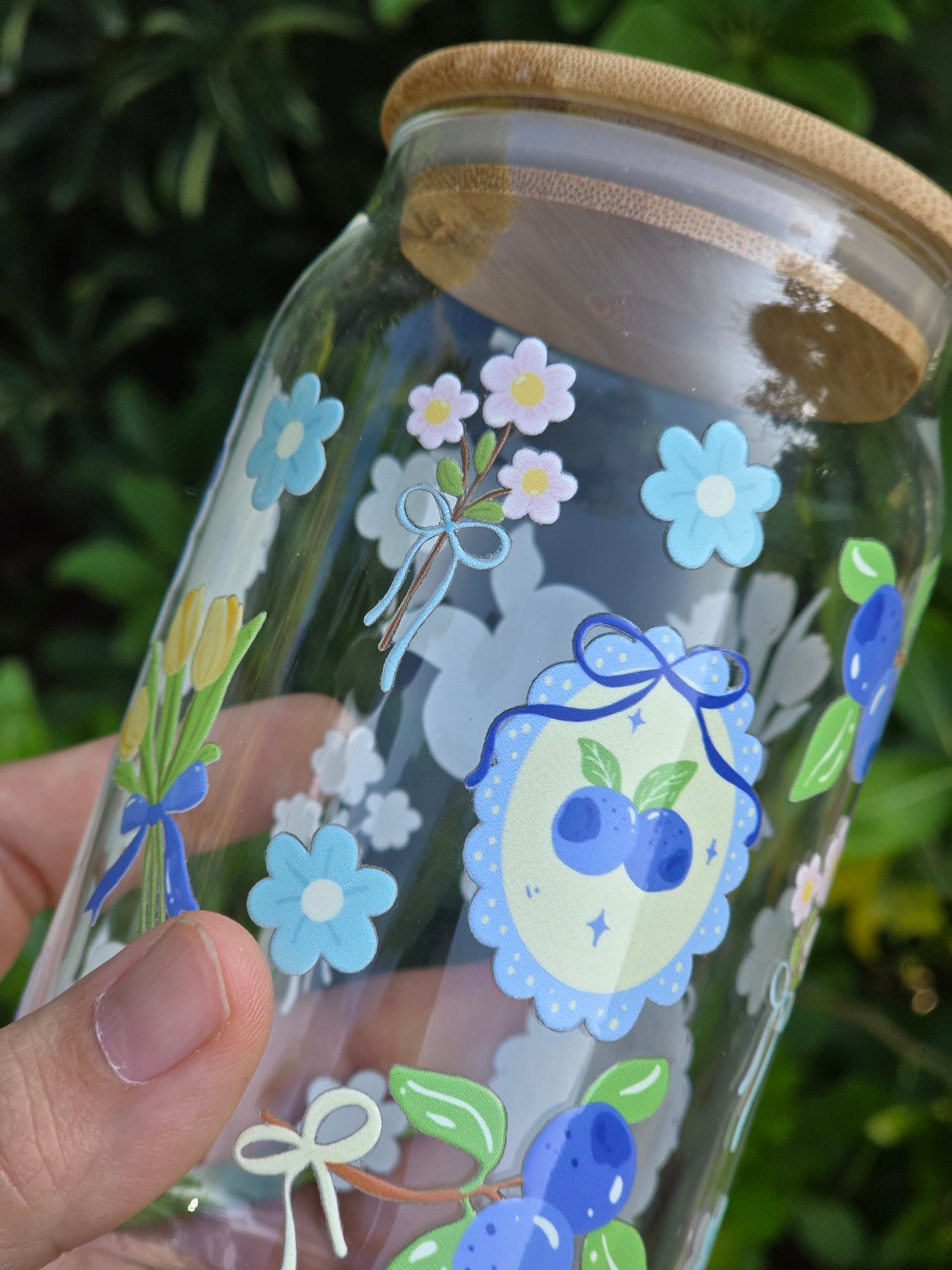 Blueberries Glass Can