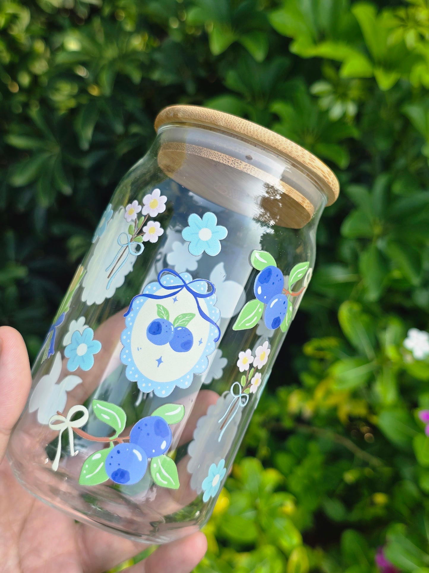 Blueberries Glass Can
