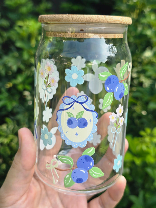 Blueberries Glass Can