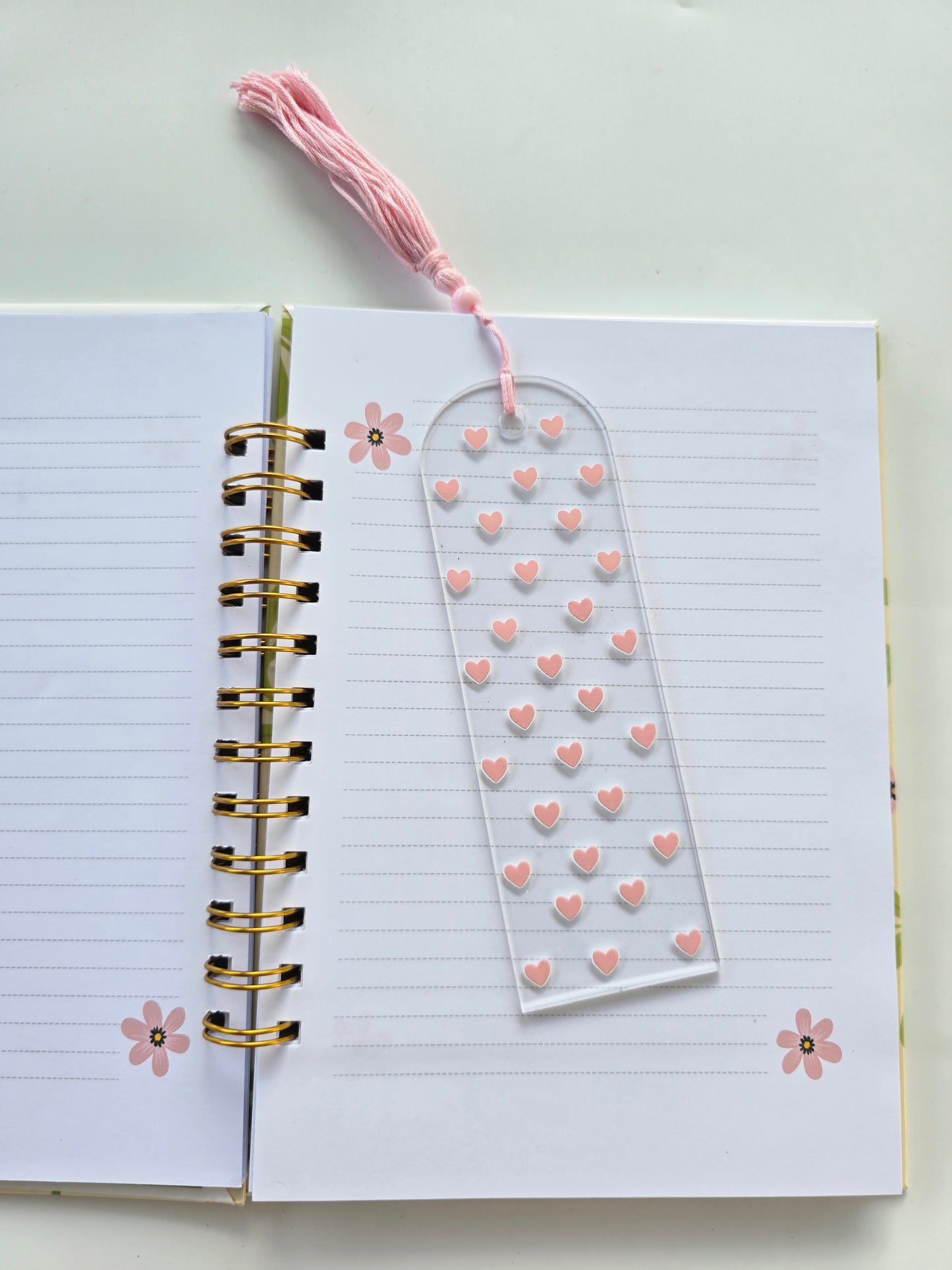 Pink Hearts Acrylic Bookmark