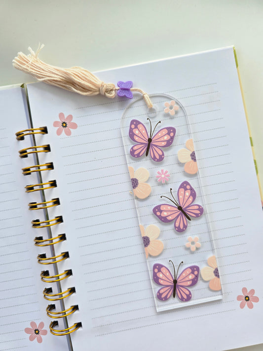 Floral Butterflies Acrylic Bookmark