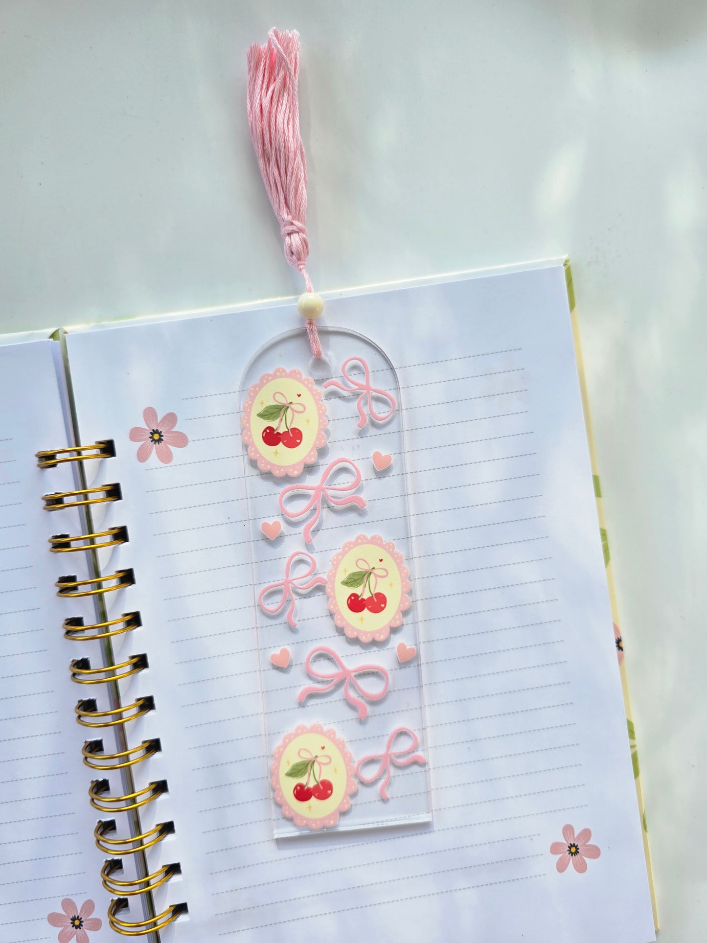 Cherries and Bows Acrylic Bookmark