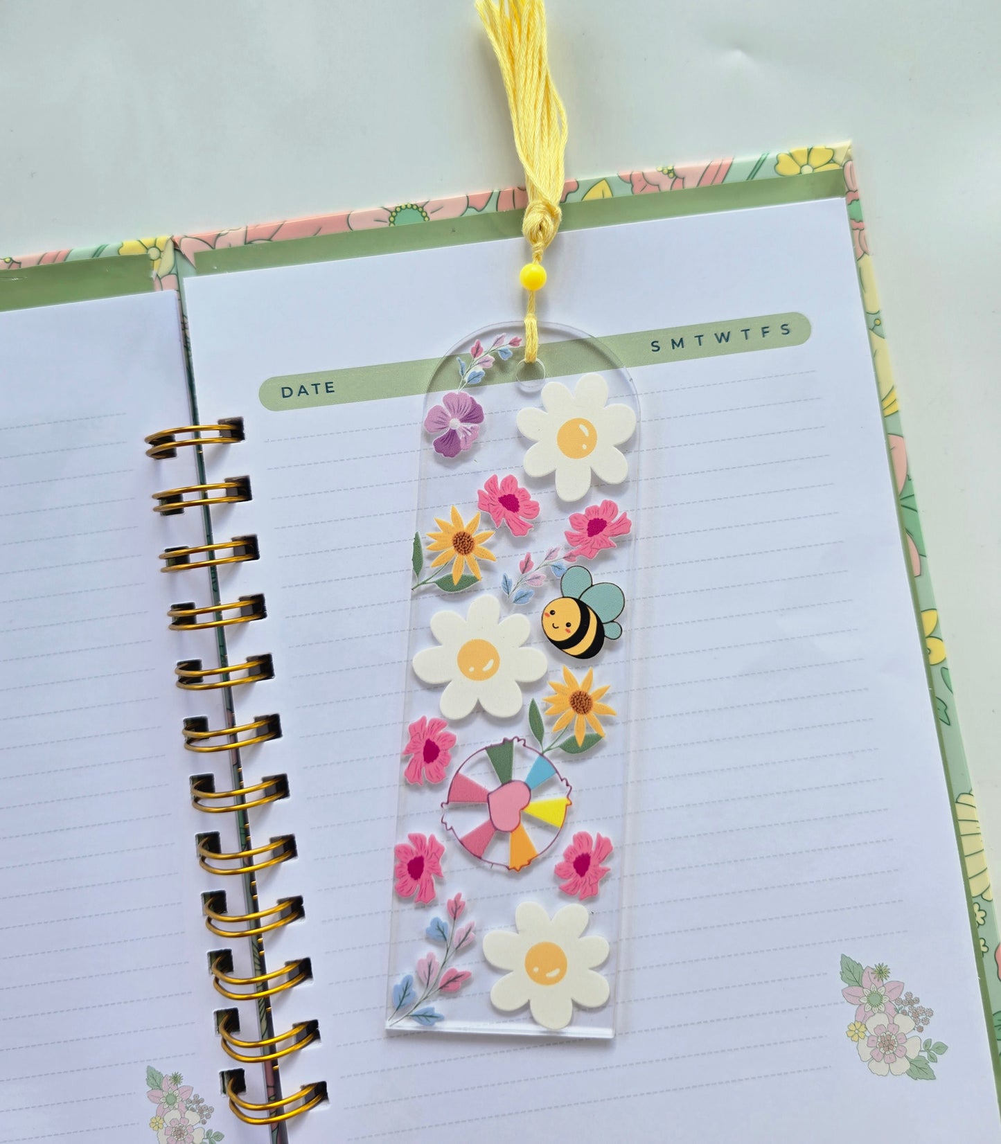 Floral Bees Acrylic Bookmark