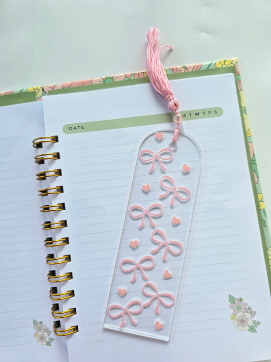 Bows and Hearts Acrylic Bookmark