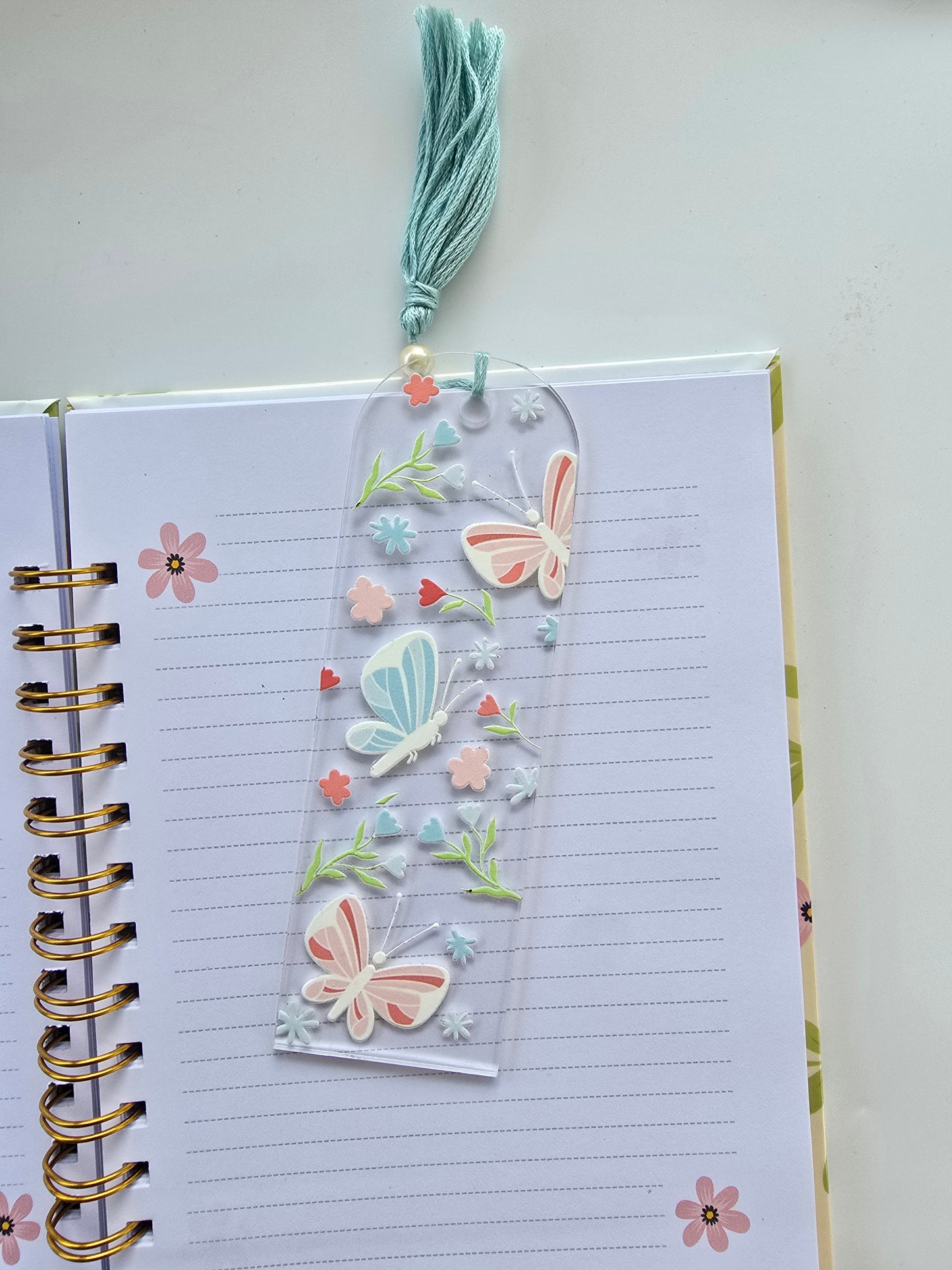Pink and Blue Butterflies Acrylic Bookmark