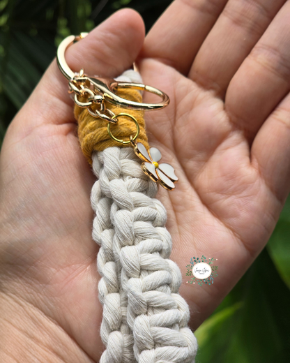 Off White with Mustard Knot Macrame Wrislet