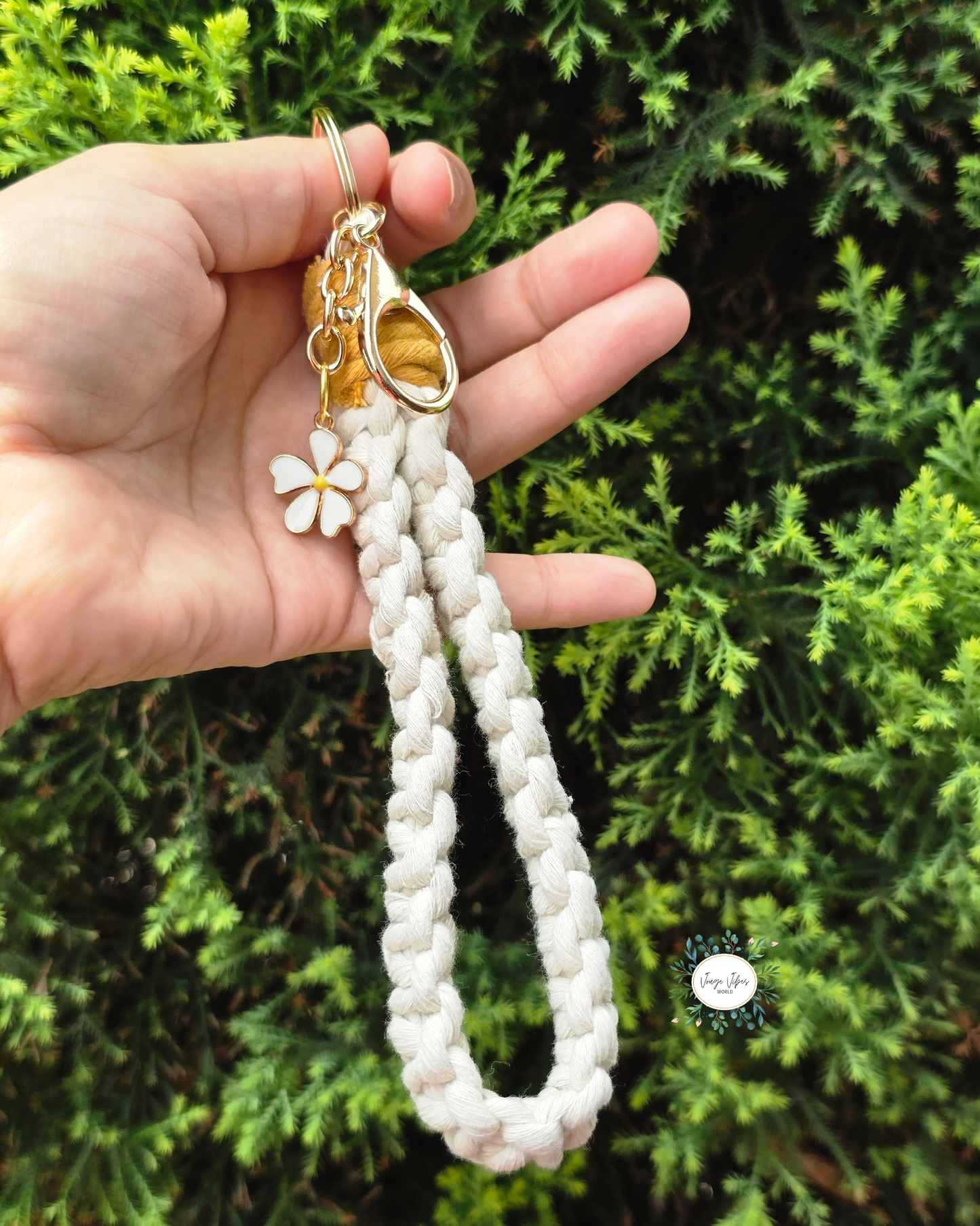 Off White with Mustard Knot Macrame Wrislet