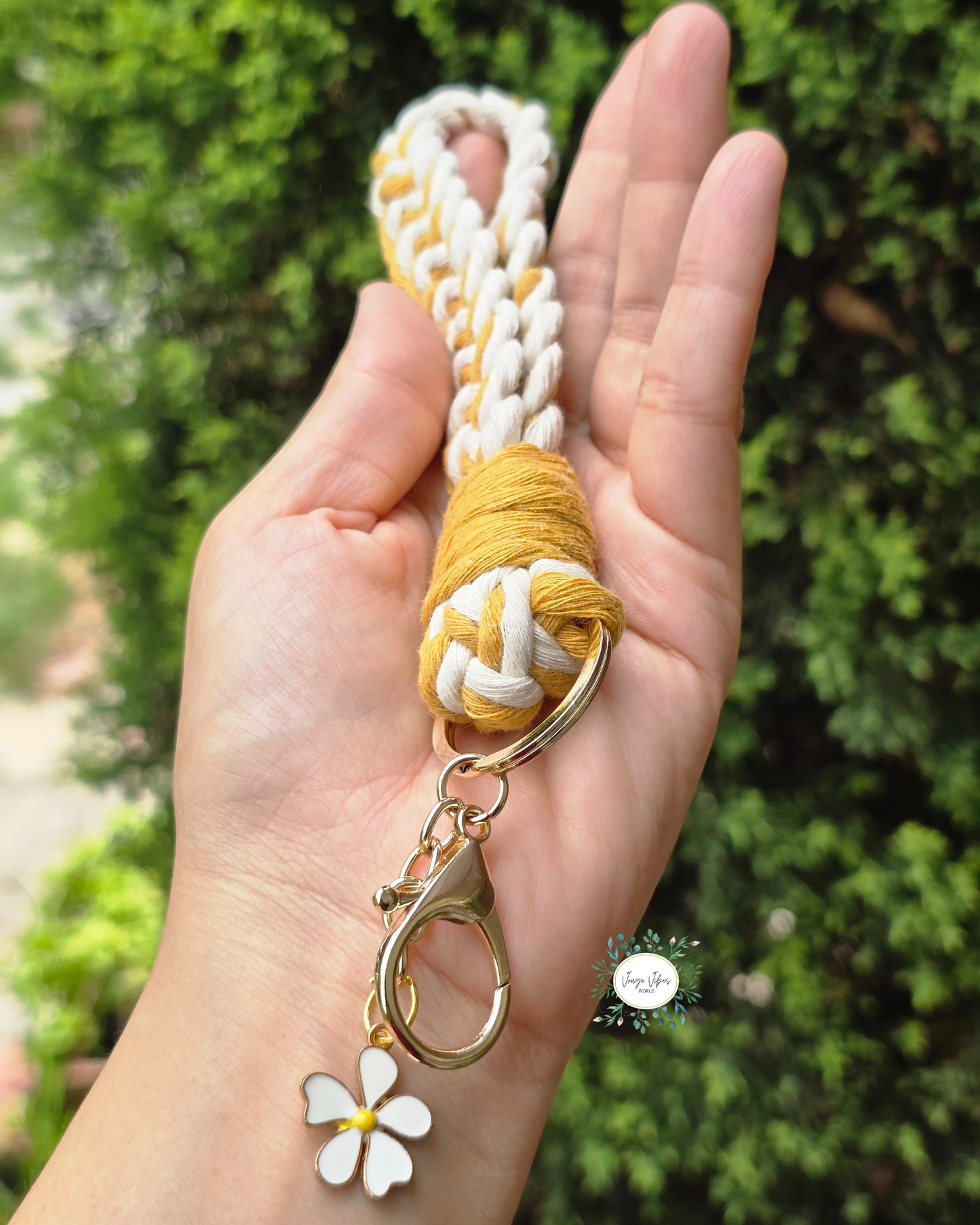 Off White and Mustard Macrame Wrislet