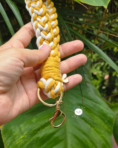 Off White and Mustard Macrame Wrislet