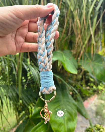 Light blue and white Macrame Wrislet
