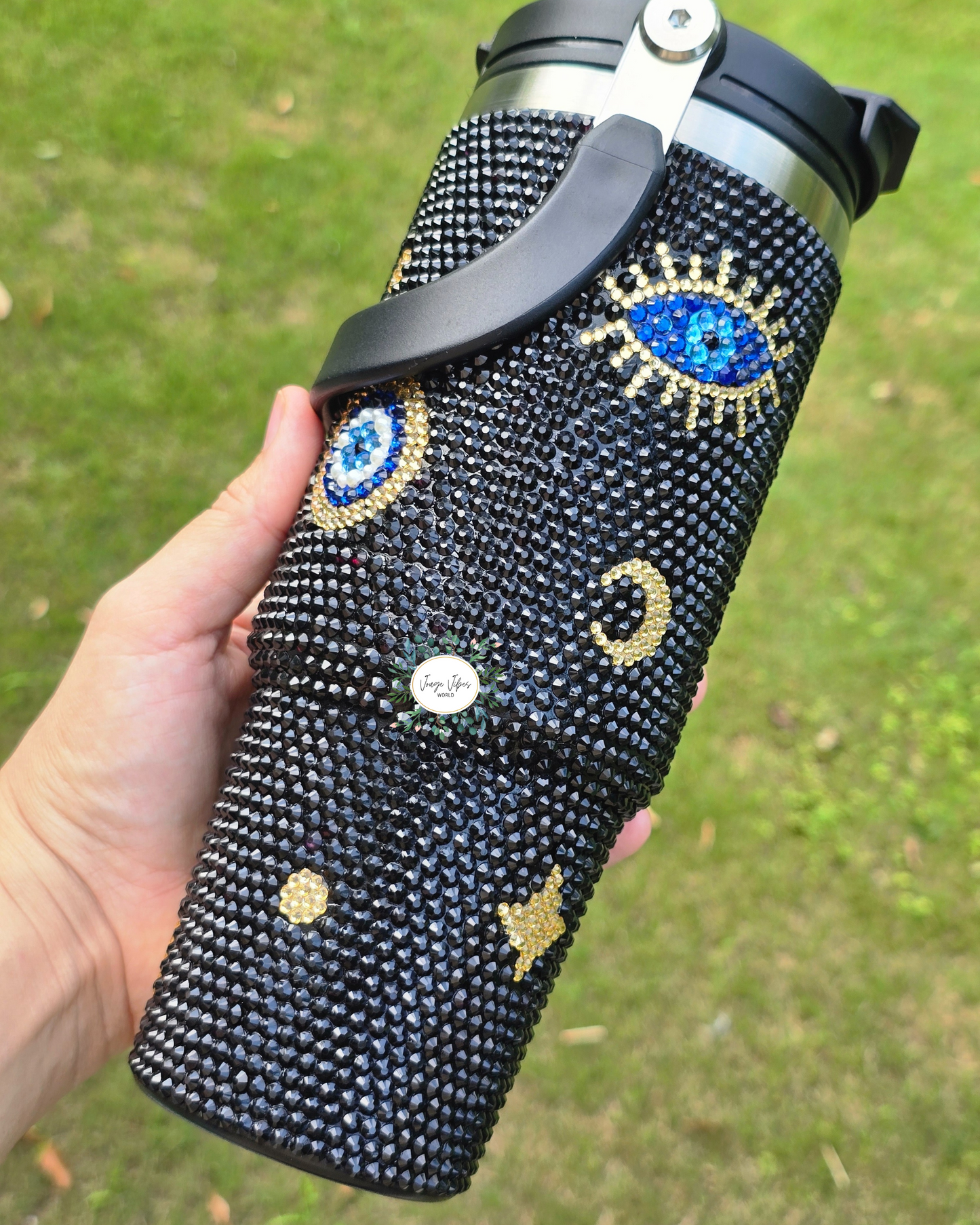 Black Evil Eye Rhinestone Tumbler