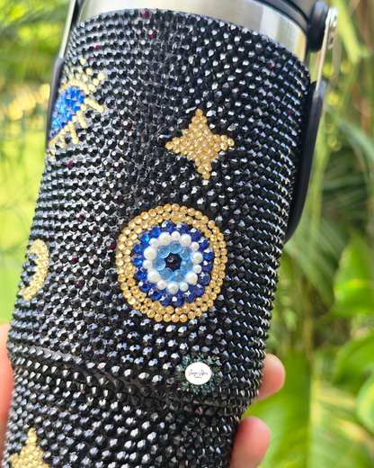 Black Evil Eye Rhinestone Tumbler