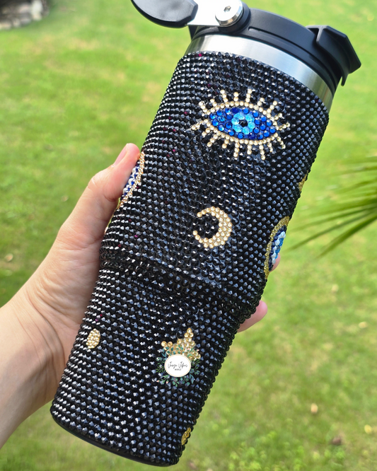 Black Evil Eye Rhinestone Tumbler