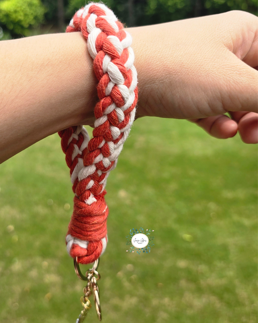 Off  White and Rust Macrame Wrislet