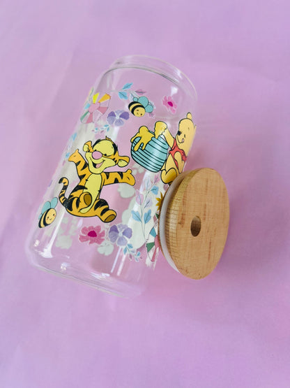 Winnie the Pooh floral Glass Can