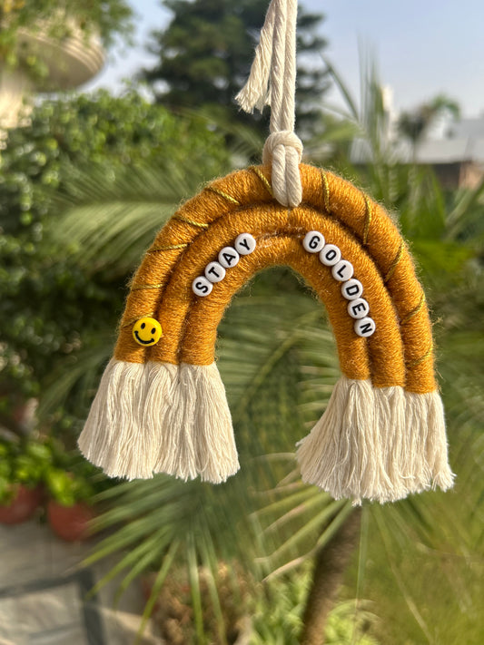 Stay Golden Handmade Macrame Car Charm with beads