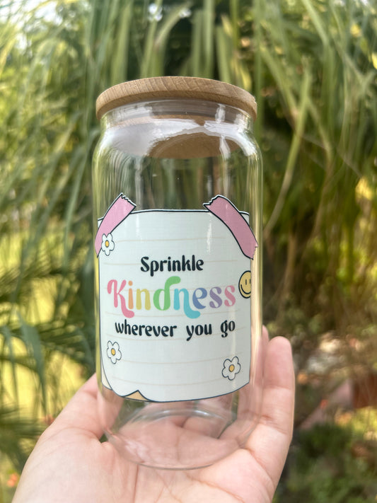 Sprinkle Kindness Glass Can
