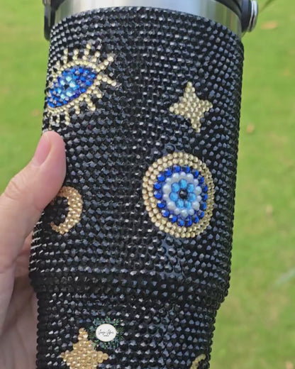 Black Evil Eye Rhinestone Tumbler