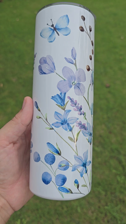Blue Wildflowers Skinny Tumbler